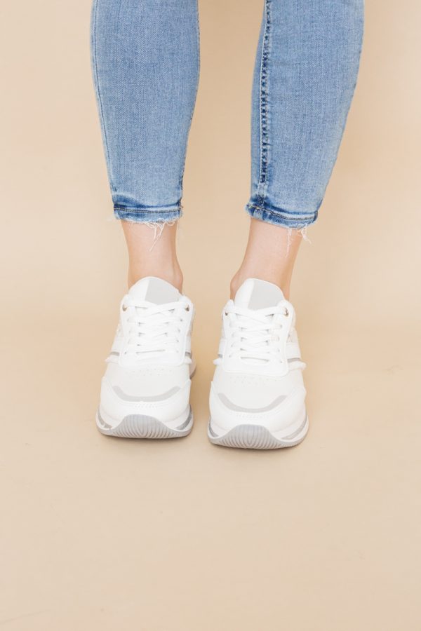Pantofi sport damă piele ecologică și material textil Alb (BS305EV2401630) 125