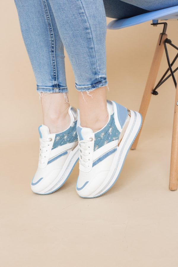 Pantofi sport damă piele ecologică și material textil Albastru (BS305EV2401632) 121