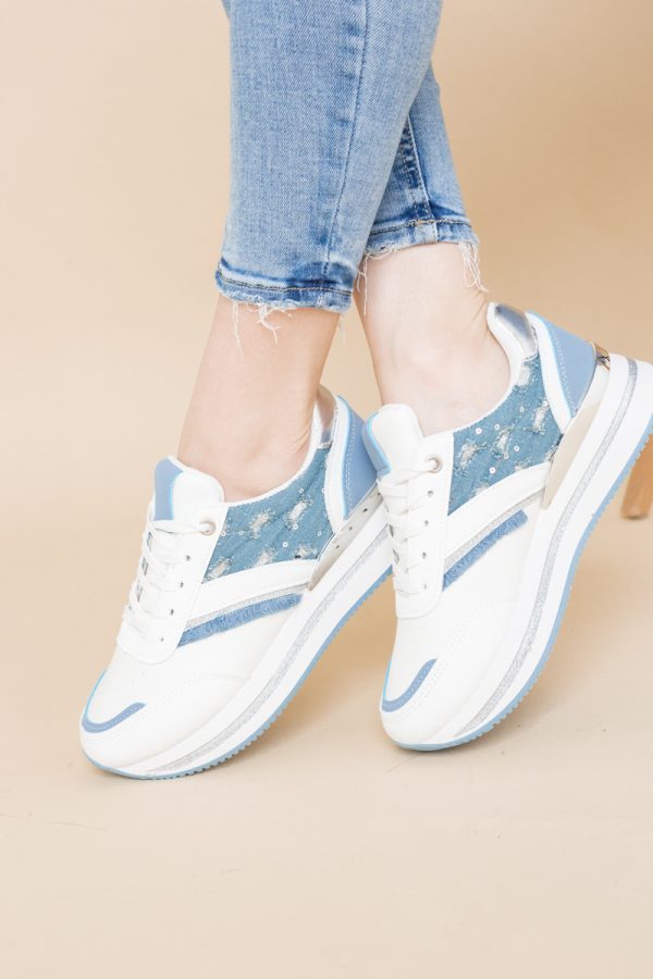 Pantofi sport damă piele ecologică și material textil Albastru (BS305EV2401632) 123