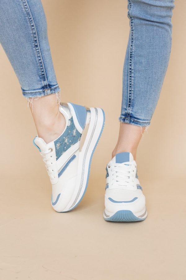 Pantofi sport damă piele ecologică și material textil Albastru (BS305EV2401632) 119