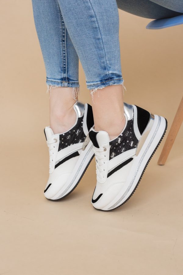Pantofi sport damă piele ecologică și material textil Negru (BS305EV2401631) 119