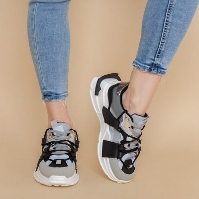 Pantofi sport damă cu elemente design reflectorizante Gri (BS302EV2401621)