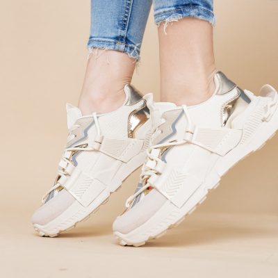 Pantofi sport damă cu elemente design reflectorizante Bej (BS302EV2401623)
