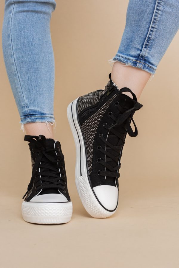 Teniși damă sport cu pietricele argintii Negru(BS301EV2401635) 119