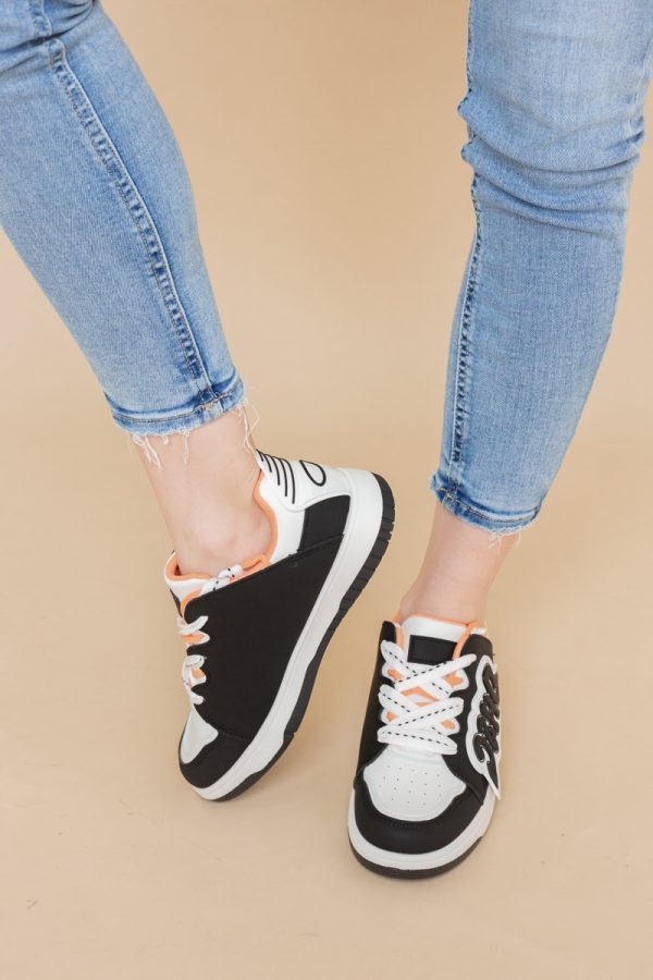 Sneakers damă sport piele ecologică Alb cu portocaliu (BS296EV2401650) 119