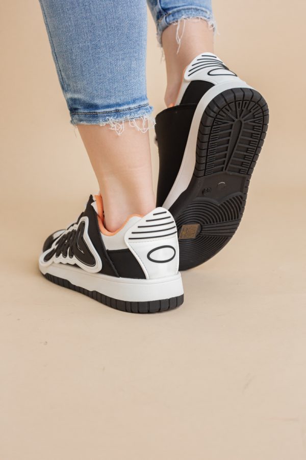 Sneakers damă sport piele ecologică Alb cu portocaliu (BS296EV2401650) 125