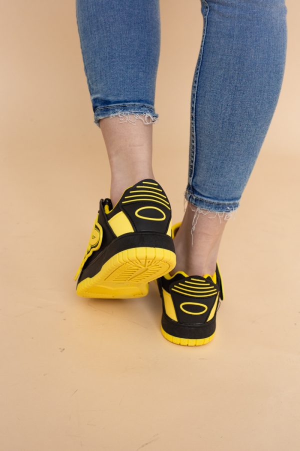 Sneakers damă sport piele ecologică Negru cu Verde lemon (BS296EV2401651) 123