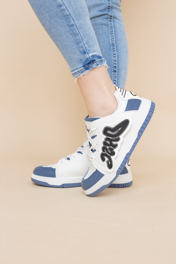 Sneakers damă sport piele ecologică Alb cu Albastru (BS296EV2401652) 119