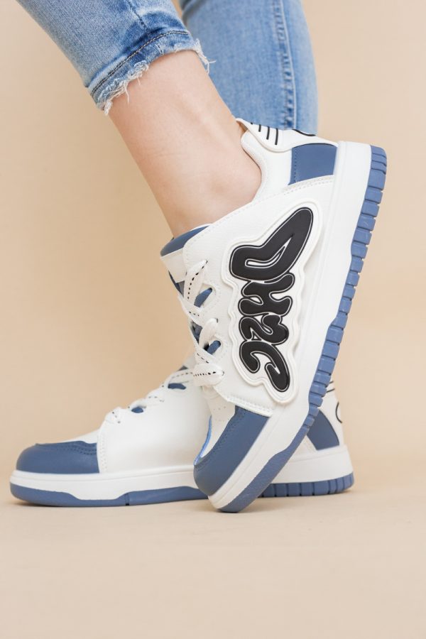 Sneakers damă sport piele ecologică Alb cu Albastru (BS296EV2401652) 123