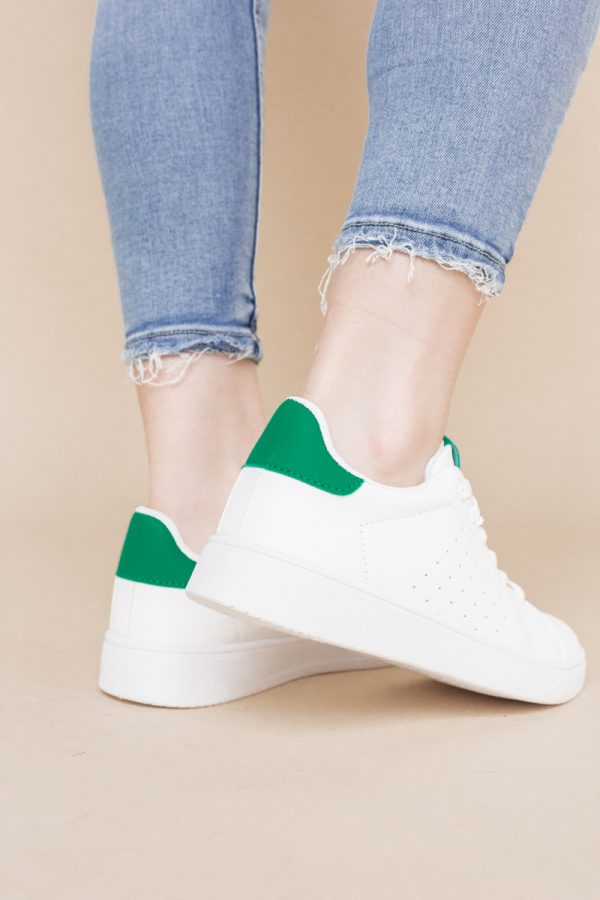 Pantofi damă sport casual piele ecologică Alb/Verde (BS311EV2401655) 121
