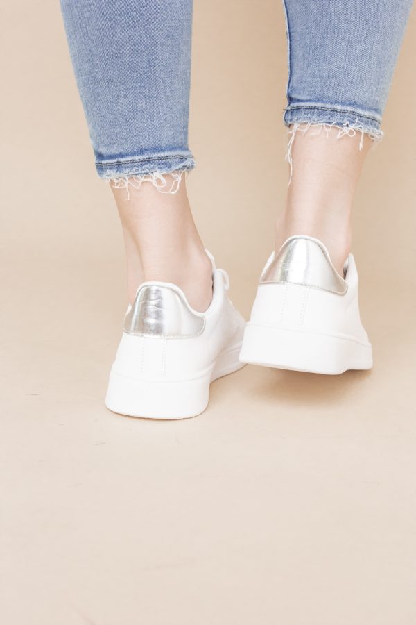 Pantofi damă sport casual piele ecologică Alb/Argintiu (BS311EV2401657) 123