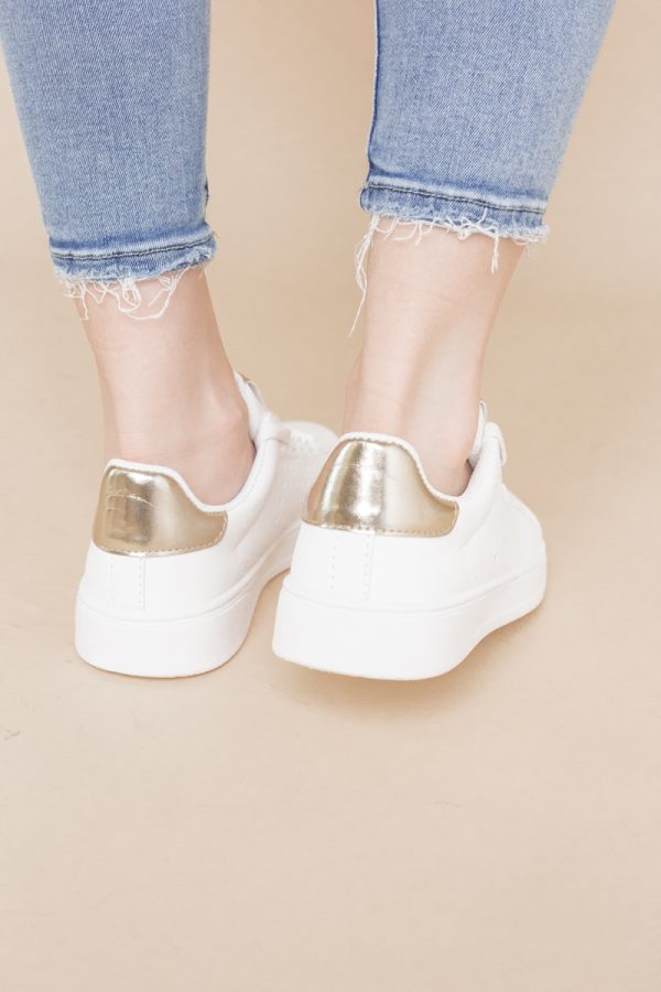 Pantofi damă sport casual piele ecologică Alb/Auriu (BS311EV2401656) 121