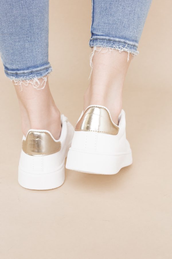 Pantofi damă sport casual piele ecologică Alb/Auriu (BS311EV2401656) 123