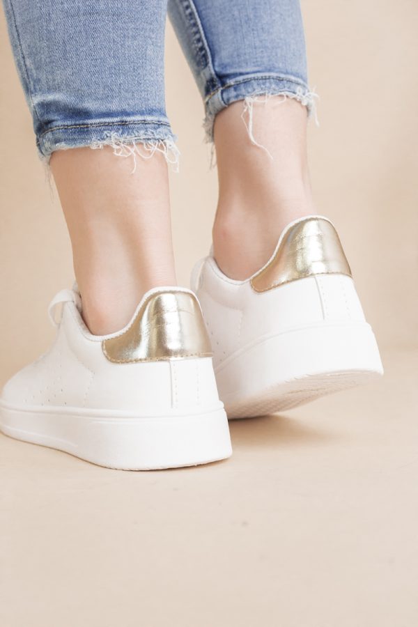 Pantofi damă sport casual piele ecologică Alb/Auriu (BS311EV2401656) 125