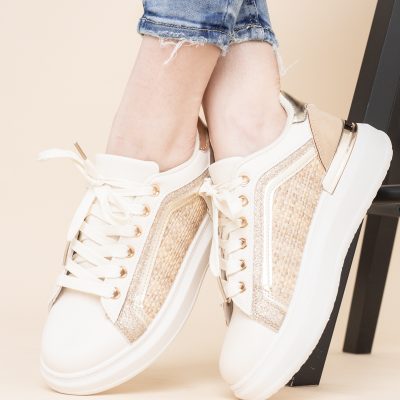 Pantofi damă sport casual piele ecologică bej(BS329EV2401643)