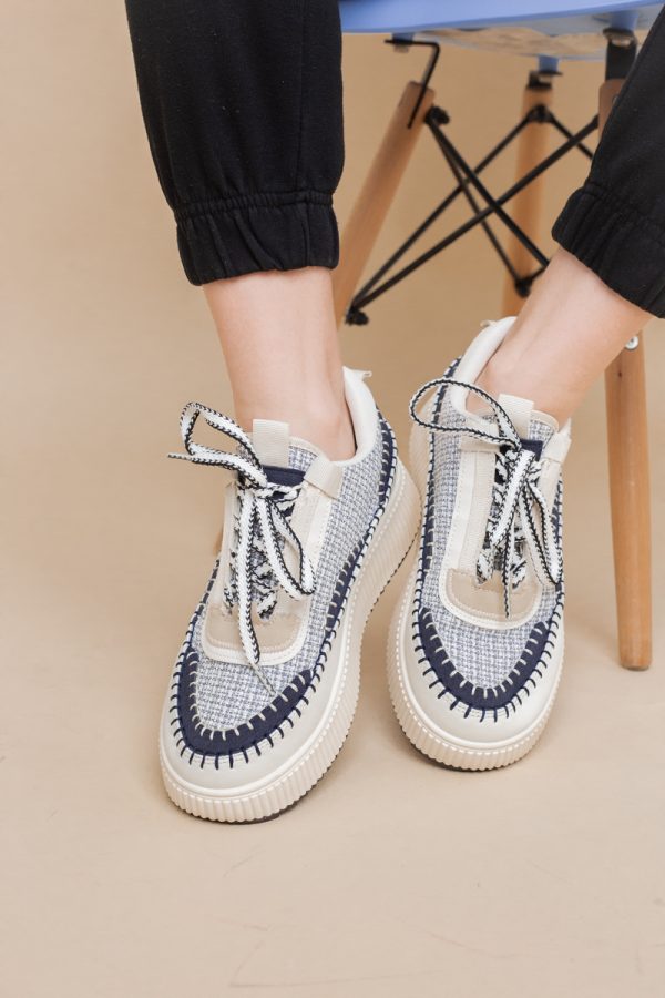 Pantofi damă sport piele ecologică si textil Bleumarin Bej (BS288EV2401636) 123