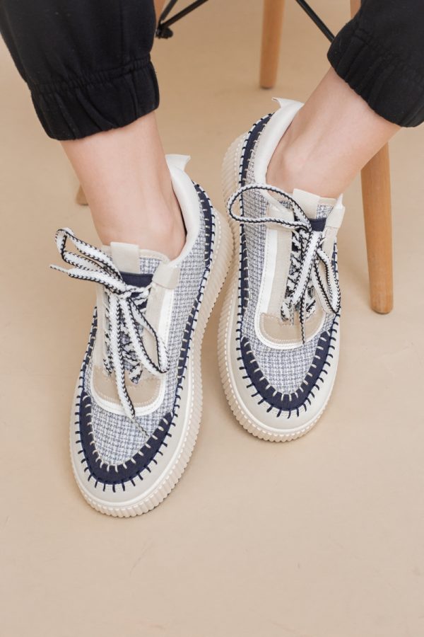 Pantofi damă sport piele ecologică si textil Bleumarin Bej (BS288EV2401636) 119