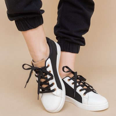 Pantofi damă sport casual piele ecologică Negru (BS292EV2401659)