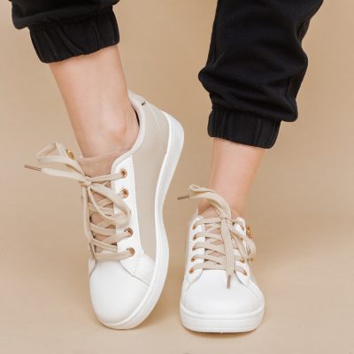 Pantofi damă sport casual piele ecologică Bej (BS292EV2401661)