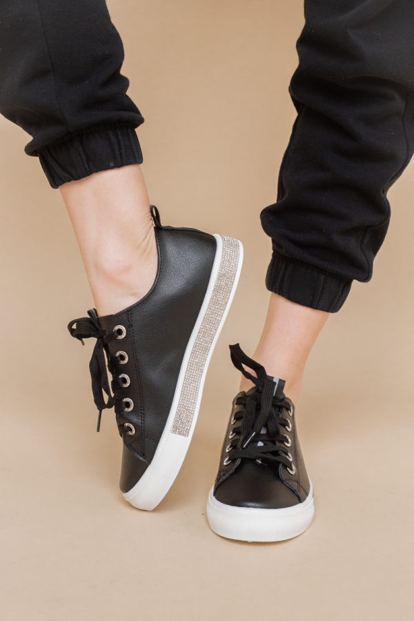 Teniși damă casual piele ecologică cu pietricele Negru(BS120BO2401680) 119