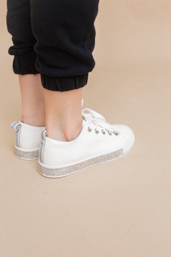 Teniși damă casual piele ecologică cu pietricele Alb/Argintiu(BS120BO2401679) 121