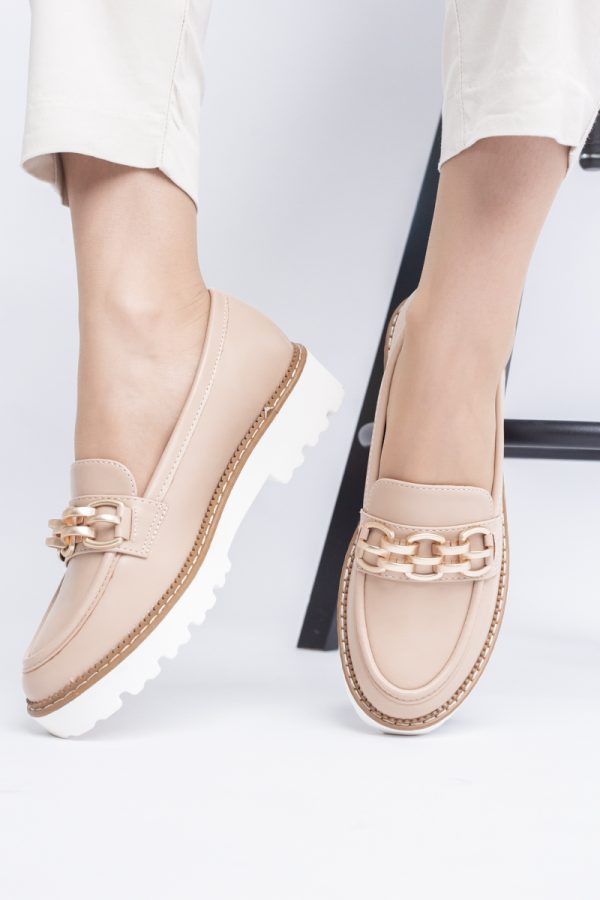 Mocasini damă casual piele ecologică cu elemente metalice Bej (BS1723G2401666) 127