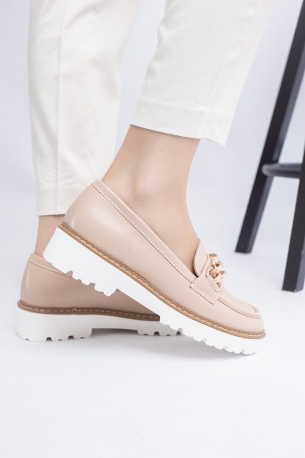 Mocasini damă casual piele ecologică cu elemente metalice Bej (BS1723G2401666) 125