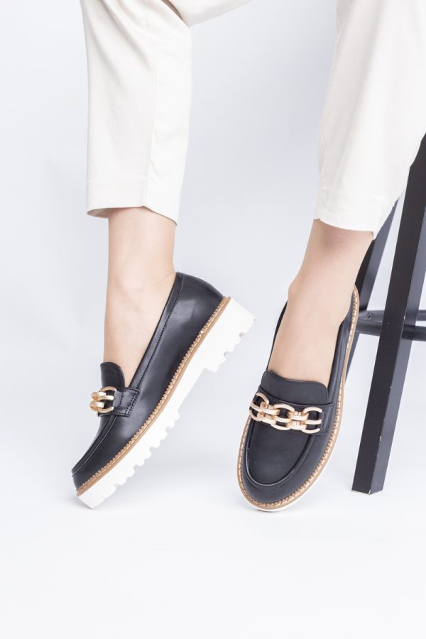 Mocasini damă casual piele ecologică cu elemente metalice Negru (BS1723G2401667) 123