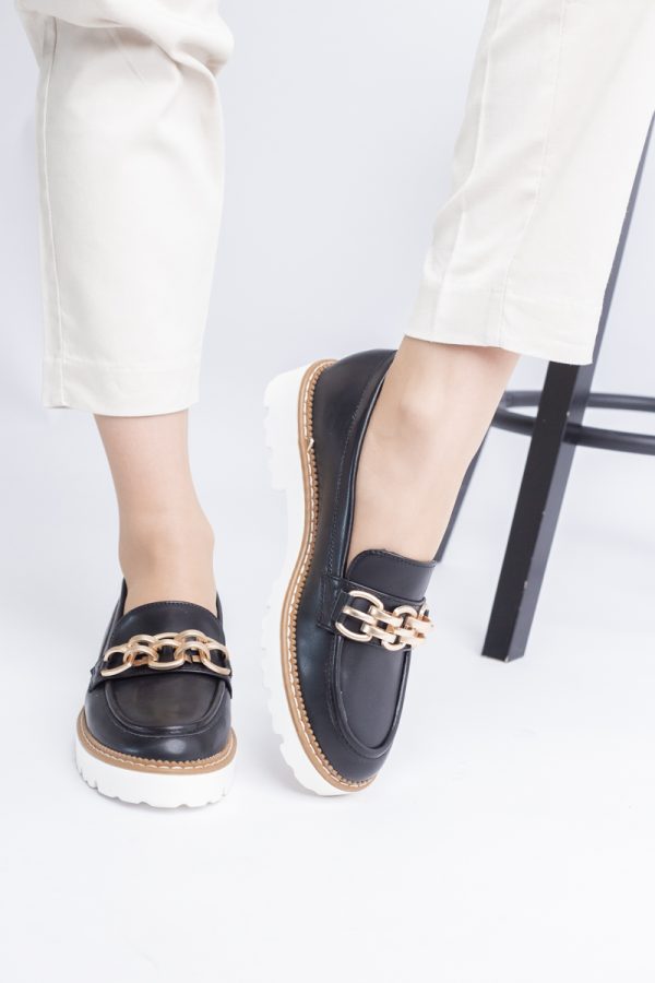 Mocasini damă casual piele ecologică cu elemente metalice Negru (BS1723G2401667) 119