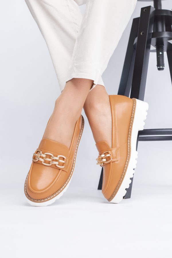 Mocasini damă casual piele ecologică cu elemente metalice Maro(BS1723G2401669) 119