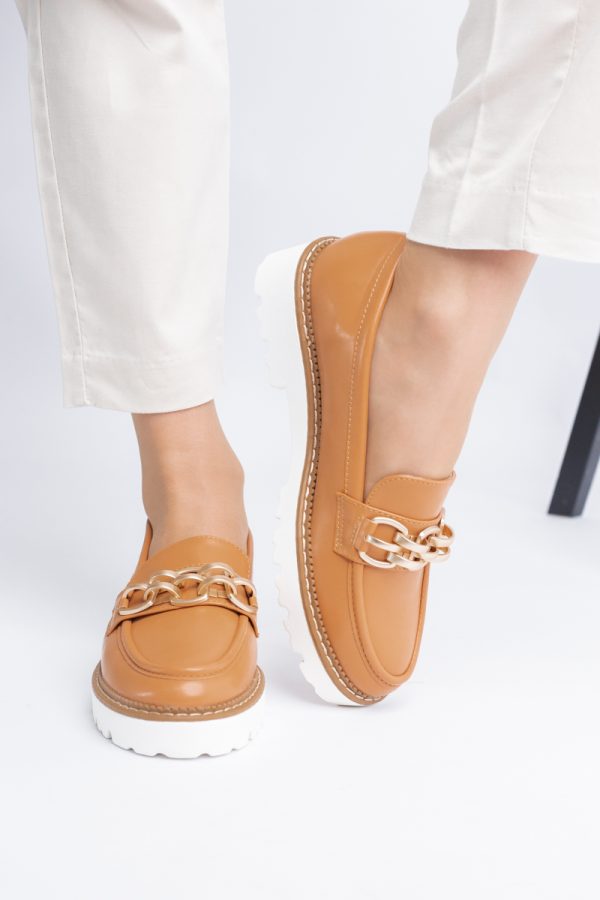 Mocasini damă casual piele ecologică cu elemente metalice Maro(BS1723G2401669) 121