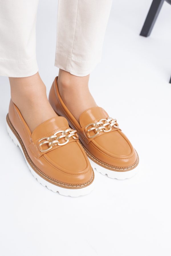 Mocasini damă casual piele ecologică cu elemente metalice Maro(BS1723G2401669) 123
