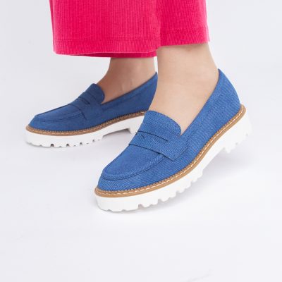 Mocasini damă casual piele ecologică aspect denim Bleumarin (BS1720G2401670)