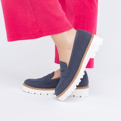 Mocasini damă casual piele ecologică aspect denim Negru (BS1720G2401671)