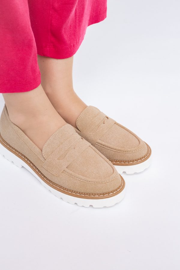 Mocasini damă casual piele ecologică aspect denim Bej Inchis (BS1720G2401673) 121