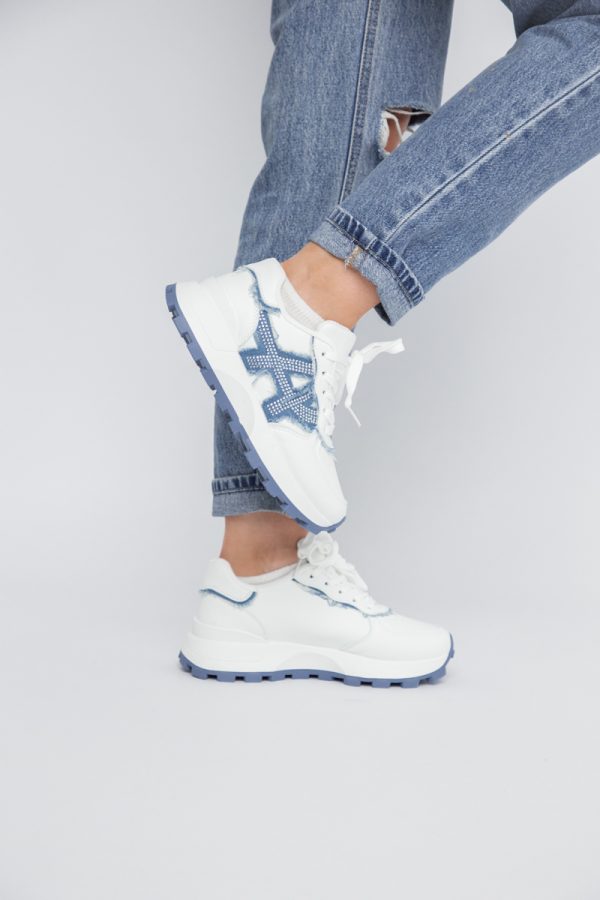 Pantofi sport damă piele ecologică și material textil Albastru (BS308EV2401639) 123