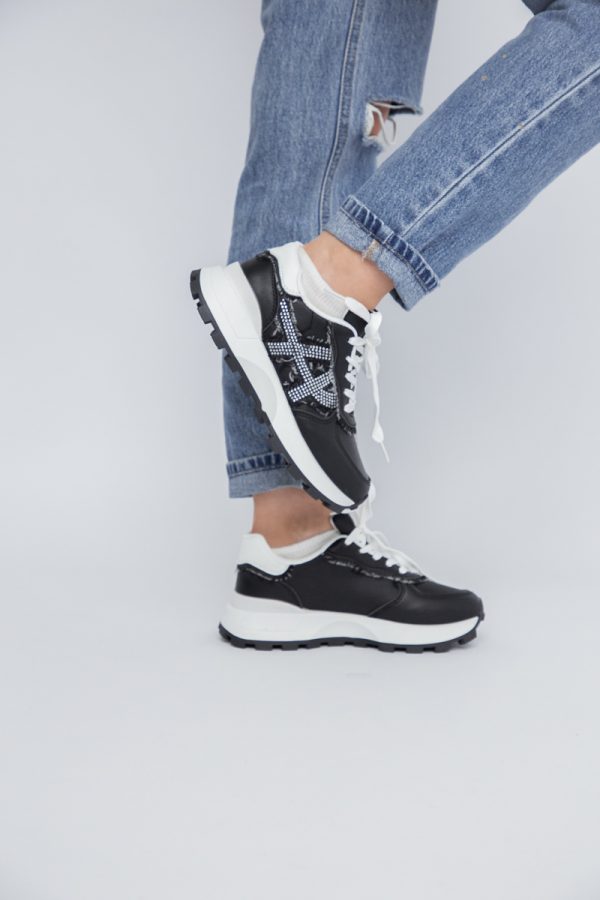 Pantofi sport damă piele ecologică și material textil Negru (BS308EV2401640) 121