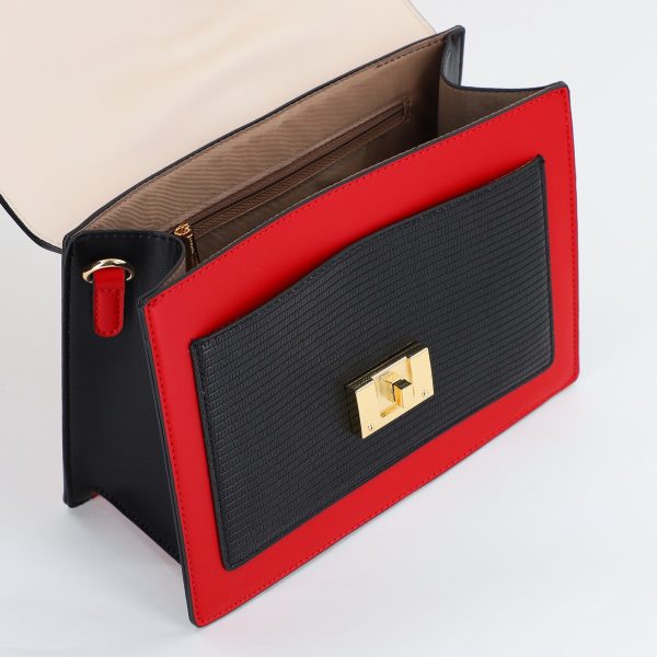 Geantă damă Casual de mână din piele ecologică Bej/Roșu TomEva(BS8012TE2401008) 121
