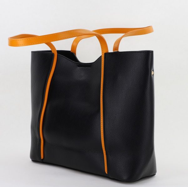 Geantă damă mini shopper piele ecologică neagră Lulu Castagnette BS24010P2401004 122