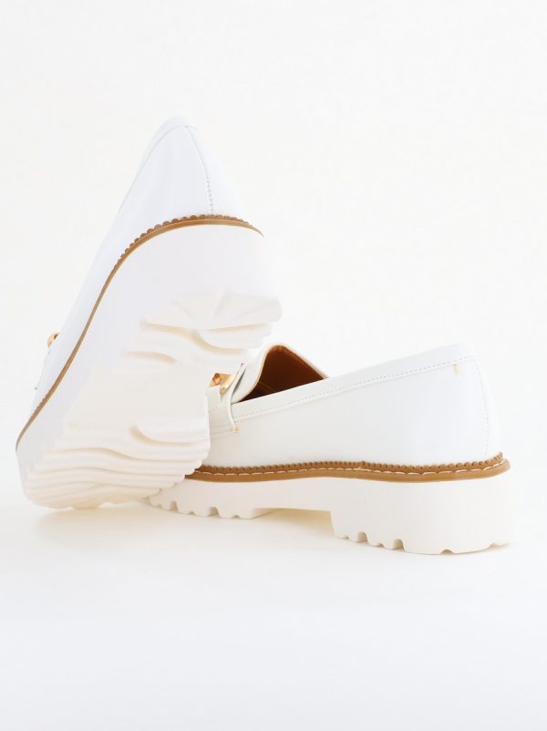 Mocasini damă casual piele ecologică cu elemente metalice Alb (BS1723G2401668) 120