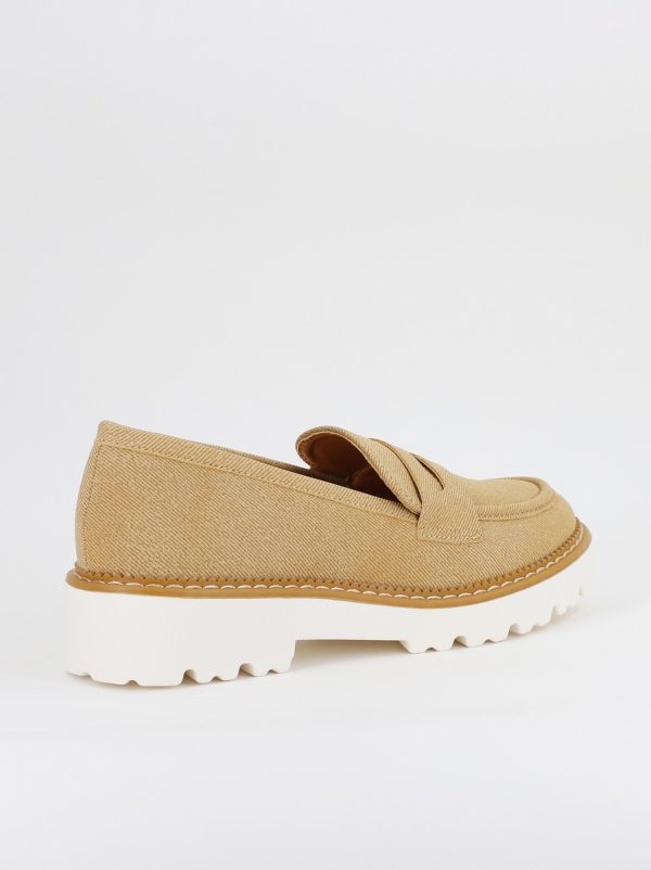Mocasini damă casual piele ecologică aspect denim Bej Inchis (BS1720G2401673) 124