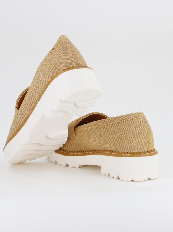Mocasini damă casual piele ecologică aspect denim Bej Inchis (BS1720G2401673) 125