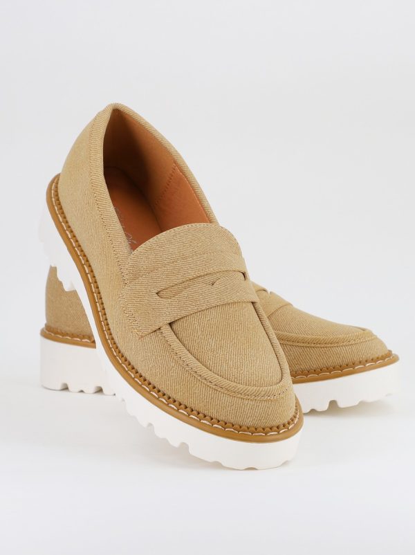 Mocasini damă casual piele ecologică aspect denim Bej Inchis (BS1720G2401673) 126