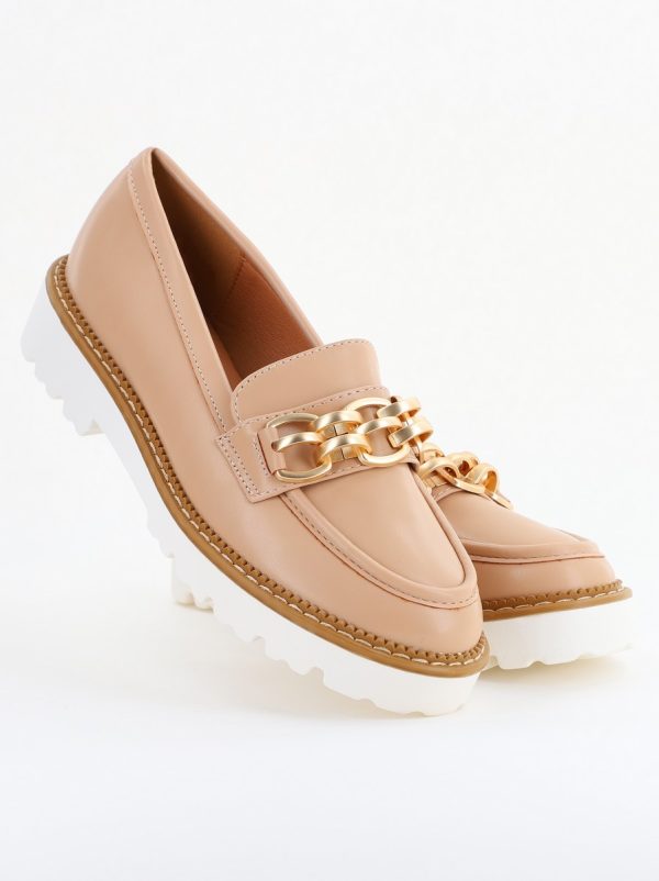 Mocasini damă casual piele ecologică cu elemente metalice Bej (BS1723G2401666) 122