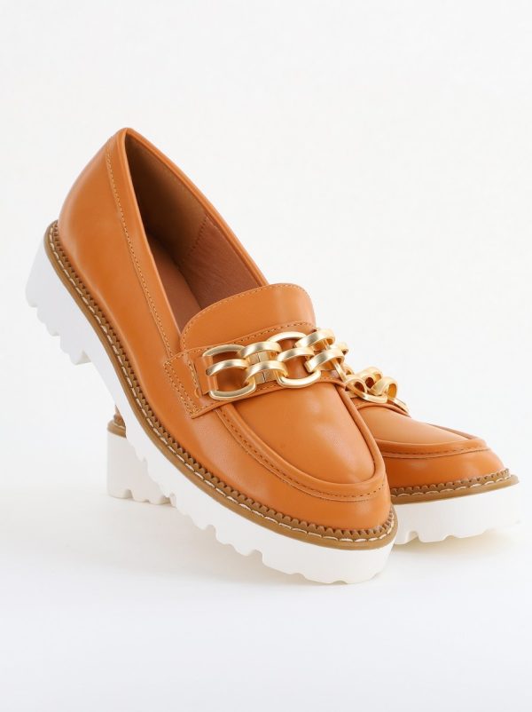 Mocasini damă casual piele ecologică cu elemente metalice Maro(BS1723G2401669) 126