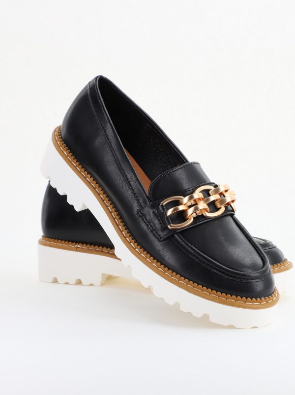 Mocasini damă casual piele ecologică cu elemente metalice Negru (BS1723G2401667) 126