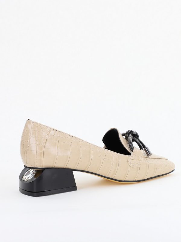 Pantofi cu Toc Eleganti din Piele Ecologica Texturată Bej - BS156CBA2401507 121