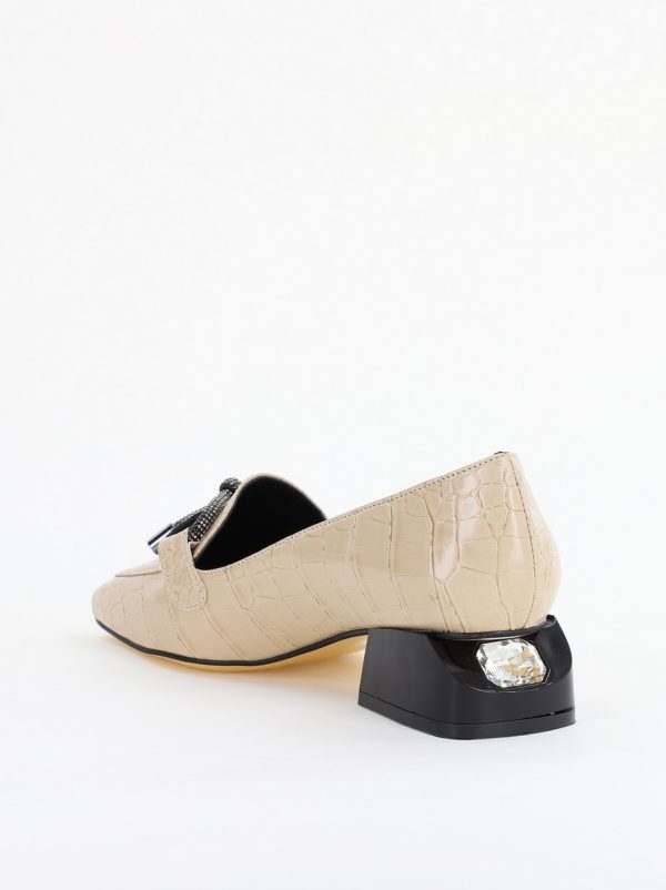Pantofi cu Toc Eleganti din Piele Ecologica Texturată Bej - BS156CBA2401507 122