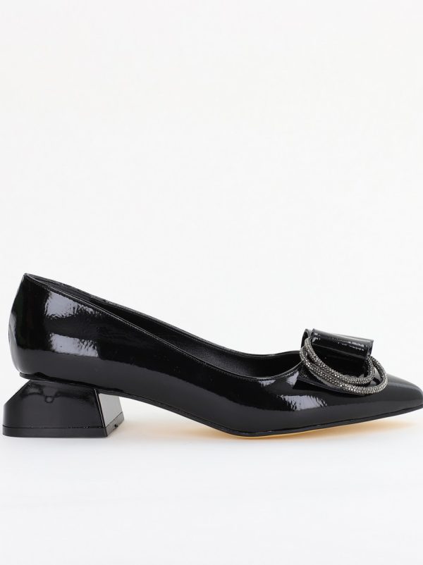 Pantofi cu Toc Eleganti din Piele Ecologica Texturată culoare Negru lucios - BS155BA2401518 119