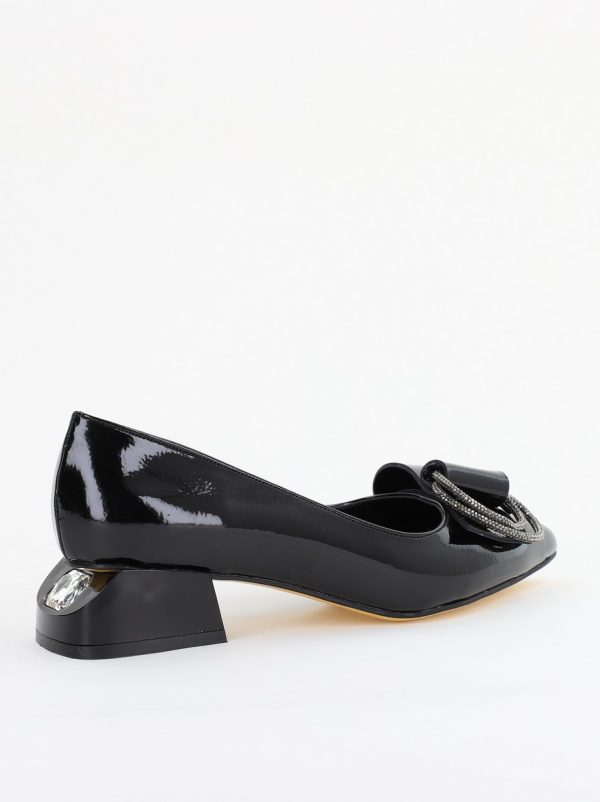 Pantofi cu Toc Eleganti din Piele Ecologica Texturată culoare Negru lucios - BS155BA2401518 121